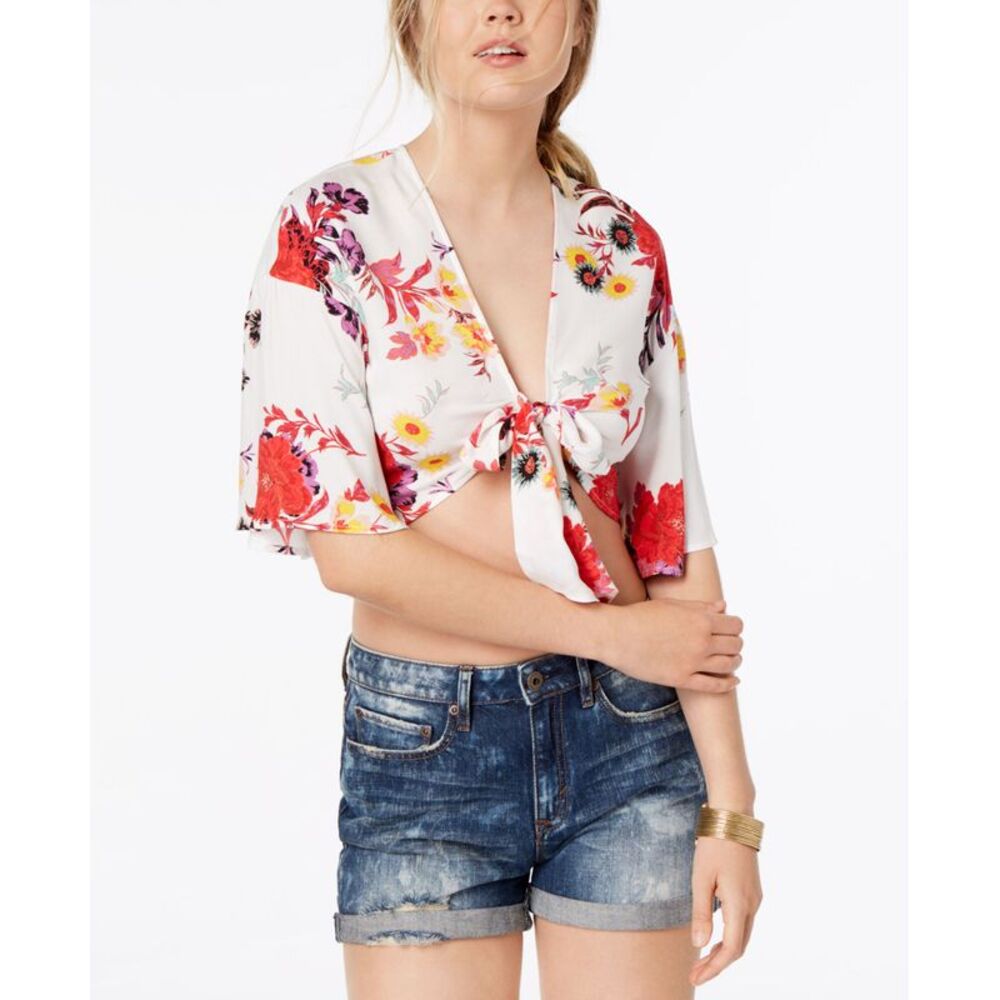 Material Girl Juniors Printed Tie Front Crop Top